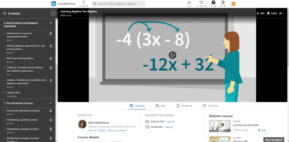 Pre-Algebra course.